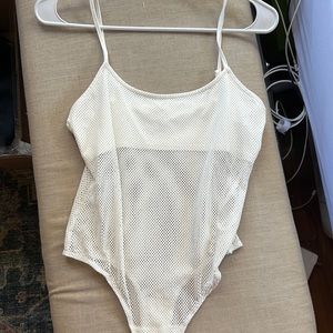 Revolve mesh white bodysuit
